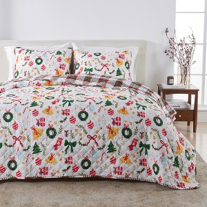Cheerful Holiday Reversible Quilt Set with Shams - Great Bay Home - 1 of 4