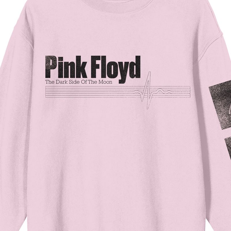 Pink Floyd Black & White Prisms Crew Neck Long Sleeve Cradle Pink Women's Sweatshirt, 2 of 4