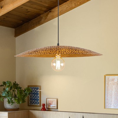 LLHZSY Industrial Farmhouse Island Pendant Ceiling Light Fixture with Oversize Umbrella lampshade Gold Foil Antique Color- 24 4/5 in.