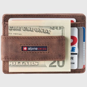 Alpine Swiss Harper Mens RFID Slim Money Clip Front Pocket Wallet Minimalist Leather ID Card Holder - 1 of 4