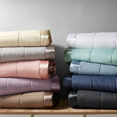 King Size Gray Down Alternative Blanket with Satin Trim
