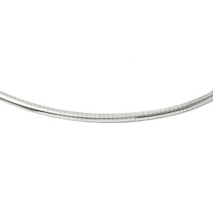 Black Bow Jewelry 4mm 14k White Gold Domed Omega Chain Necklace - 1 of 4