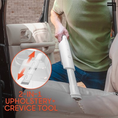 White Cordless Handheld Vacuum with HEPA Filter and Pet Tool
