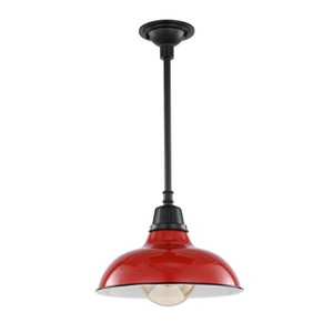 12.25" 1-Light Jasper Farmhouse Industrial Iron LED Pendant - JONATHAN Y - 1 of 4