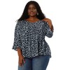 Agnes Orinda Women's Plus Size Babydoll Peplum High Low Hem V Neck 3/4 Sleeve Trendy Tops - 3 of 4