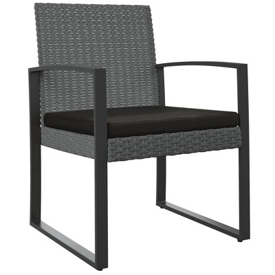 vidaXL Patio Dining Chairs Set of 2, Industrial Style Outdoor Seating, Made with Durable Dark Gray PP Rattan and Powder-Coated Steel Frame