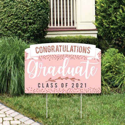 Big Dot of Happiness Rose Gold Grad - 2021 Graduation Party Yard Sign Lawn Decorations - Congratulations Party Yardy Sign