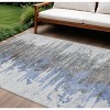Blue Gray And Silver Abstract Washable Indoor Outdoor Area Rug - 2 of 4