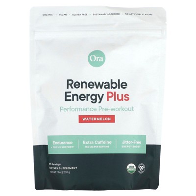 Ora Renewable Energy Plus, Performance Pre-Workout, Watermelon, 7.1 oz (200 g)