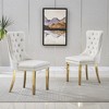 Akoasm Morden 2 Pieces Velvet Kitchen Dinning Chairs With Gold Mirror Legs-White - 3 of 4