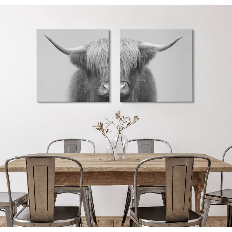(Set of 2) 20&#34; x 20&#34; Hey Dude Highland Cow by The Creative Bunch Studio Unframed Wall Canvas Set Gray - Kate &#38; Laurel All Things Decor, 6 of 8