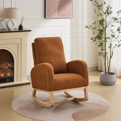 NicBex Rocking Chair Glider Rocking Chair with High Back and Side Pocket Modern Accent Chair Armchair Comfy Chair for Living Room, Bedroom