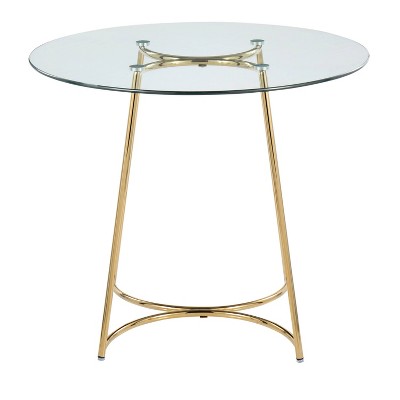 Modern Round Glass Dining Table with Gold Spider Base