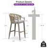 PURPLE LEAF Outdoor Bar Stools Set of 2 Patio Wicker Modern High Bar Chairs Metal Cushioned Barstools with Backs and Ergonomic Armrest - 3 of 4