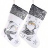 Classic White Silvery Stockings Set of 2 Holiday Party Family Fireplace Hanging Xmas Character 17 Inches Stockings - 2 of 4