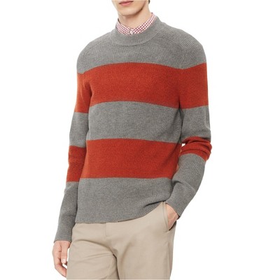 Calvin Klein Mens Mock Neck Striped Pullover Sweater