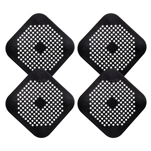 Unique Bargains Shower Drain Hair Catcher Square Drain Cover Silicone Strainer Hair Stopper for Shower Sink Bathroom Tub Accessories - 1 of 4
