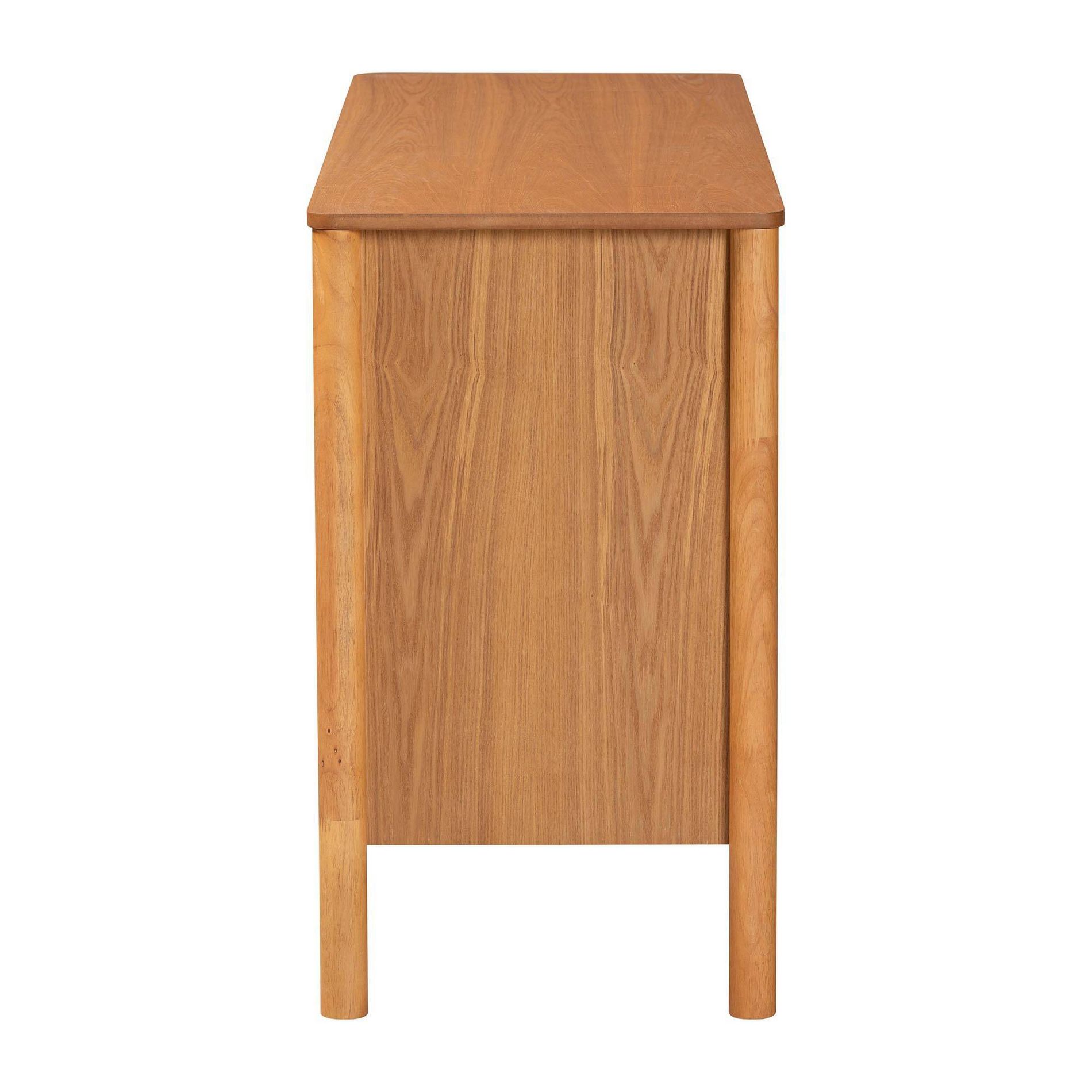 Baxton Studio Jenn Wood 6 Drawer Dresser with Distressed Finished Rattan Golden Brown/Distressed Rattan