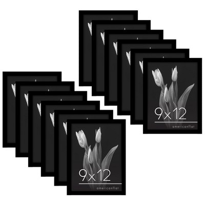 Americanflat 9x12 Picture Frame with Polished Plexiglass - Set of 12 - Signature Collection - Picture Frames with Engineered Wood - Black