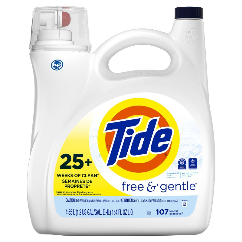 Tide Free & Gentle HE Compatible Liquid Laundry Detergent Soap, 3 of 10
