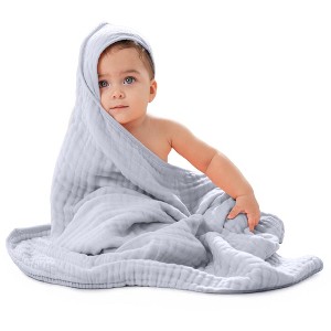 Baby Hooded Muslin Cotton Towel for Kids by Comfy Cubs - 1 of 4