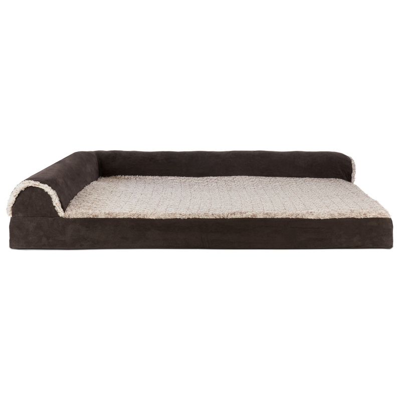 FurHaven Two-Tone Faux Fur & Suede Deluxe Chaise Lounge Orthopedic Sofa Dog Bed, 2 of 4