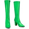Perphy Women's Patent Leather Chunky Heels Knee High Riding Boots - 3 of 4