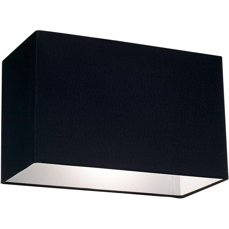 Springcrest Black Medium Rectangular Hardback Lamp Shade 16" Wide x 8" Deep x 10" High (Spider) Replacement with Harp and Finial, 4 of 9