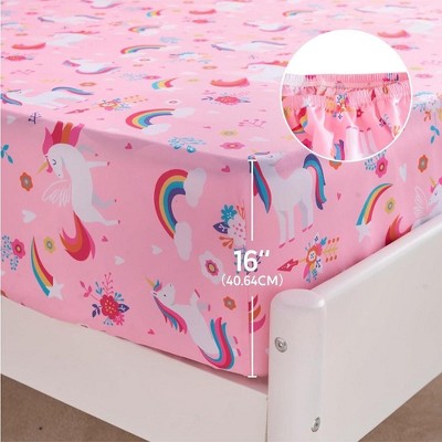 Pink Unicorn Print Microfiber Twin Sheet Set