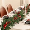 LOVMOR Lighted Christmas Pine Garland,Pine Garland Realistic,Decorated w/Pine Cones, Red Berries and Frosted White Accents - 3 of 4