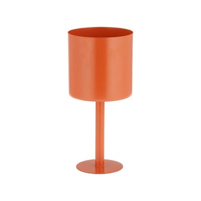 Burnt Orange Metal Indoor Outdoor Planter with Stand, 13" Height