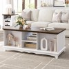 Modern Farmhouse Coffee Table with Storage 48''Living Room Table Large Cocktail Table with Sliding Barn Doors - 4 of 4
