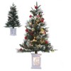 3-foot artificial Christmas tree with 78 LED lights, red berries, and pinecones—perfect for party decorations. - 3 of 4