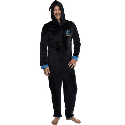 Harry Potter Adult Men's Ravenclaw Hooded One-piece Pajama Union Suit ...