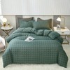 Linen Cotton Duvet Cover Queen, 3 Pcs Green Flower Geometric Bedding Set - 2 of 4
