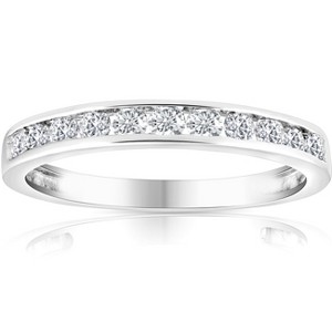 Pompeii3 1/2 Ct Diamond Channel Set Wedding Ring 10k White Gold - 1 of 4