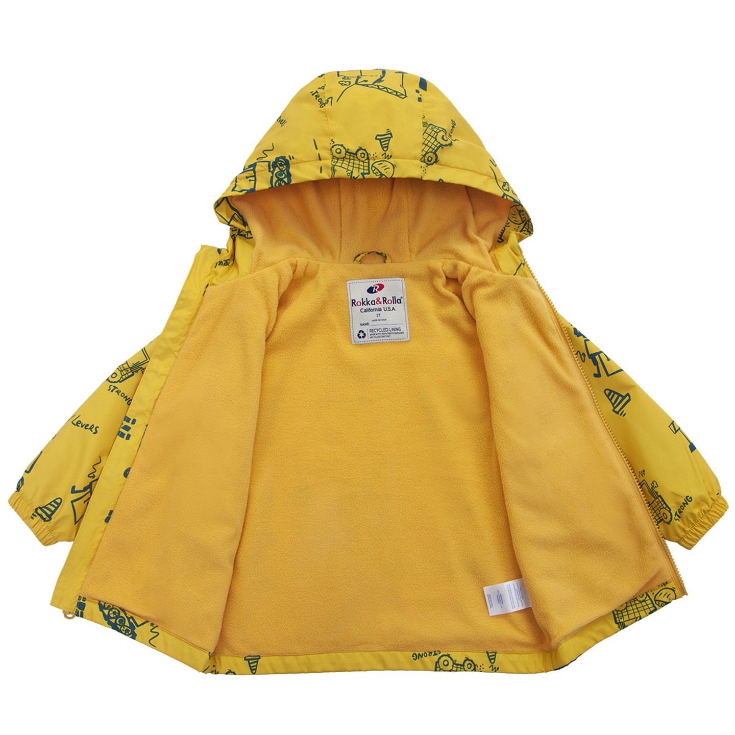 Куртка Rokka&Rolla Fleece Lined Full Zip Windbreaker Rain Jacket-Yellow для мальчиков-малышей, цвет: Жёлтый — фото 6