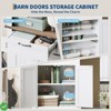 72" Tall Farmhouse Bookcase with Barn Door, Antique White ¨C Wooden Bookshelf with Storage Cabinet and Drawer, - 3 of 4