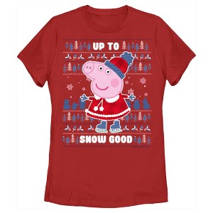 Women's Peppa Pig Christmas Up to Snow Good T-Shirt - 1 of 4