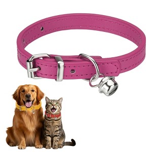 Unique Bargains Dog Collar with Bell Adjustable Buckle PU Leather Dog Collars - 1 of 4