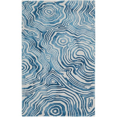 Lorrain Modern Abstract Blue/Ivory Area Rug