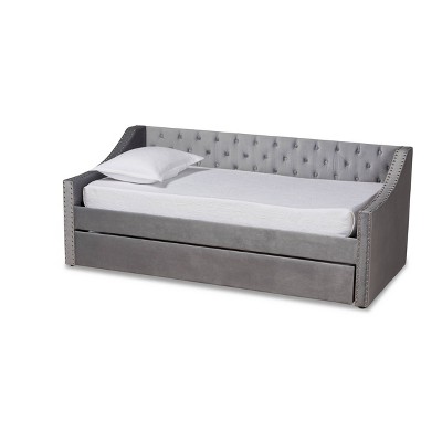 Raphael Velvet Fabric Upholstered Daybed with Trundle - Baxton Studio
