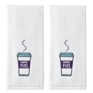 2pc Mom Fuel Hand Towel Set White - SKL Home: Cotton Dobby Weave, Lightweight, Machine Washable - 1 of 3