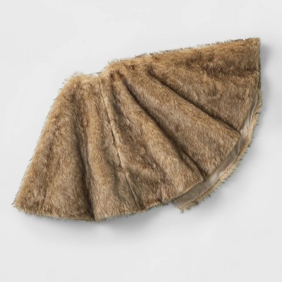 48" Faux Fur Christmas Tree Skirt Brown - Wondershop™