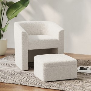 Fabric Modern Accent Sofa Chair with Footstool, Hidden Storage, and Easy Assembly for Bedroom, Office, or Reading Space - 1 of 4