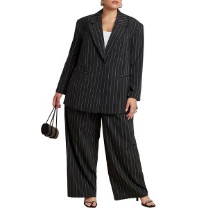 ELOQUII Wide Leg Pinstripe Trouser - 1 of 4