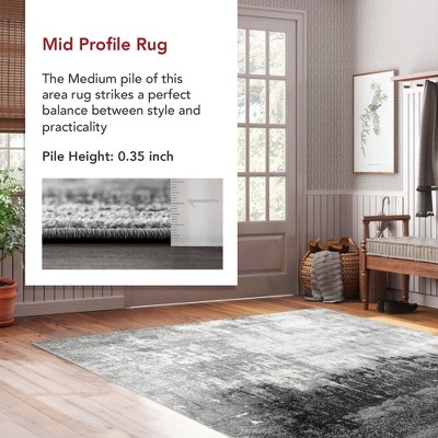 Black Abstract 10' x 14' Synthetic Easy Care Area Rug