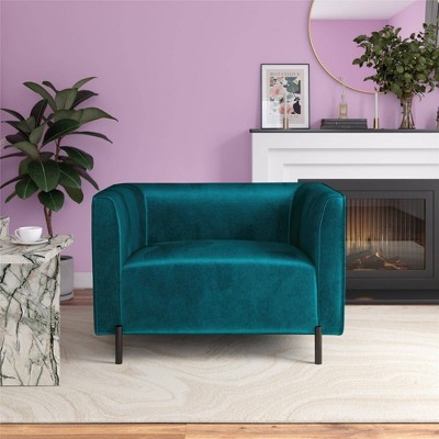 Emerald Green Velvet Accent Chair with Manufactured Wood Frame