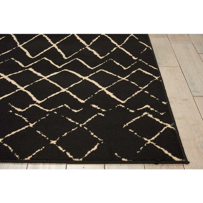 Modern Moroccan Black Synthetic 5'3" x 7'3" Rectangular Area Rug