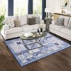 Area Rug 8x10, Washable Boho Farmhouse Floral Plaid Carpet - Soft Non Slip Low Pile Vintage Neutral Rug for Living Room, Bedroom - 4 of 4